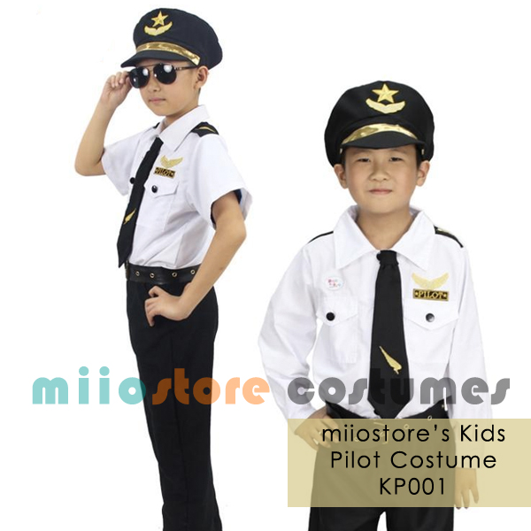Kids Pilot Costume Uniform Set
