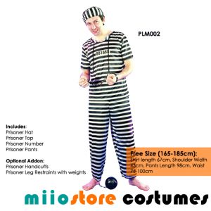 miiostore's Male Prisoner Jailbird Costume - miiostore Costumes Singapore - Affordable Costume Rentals