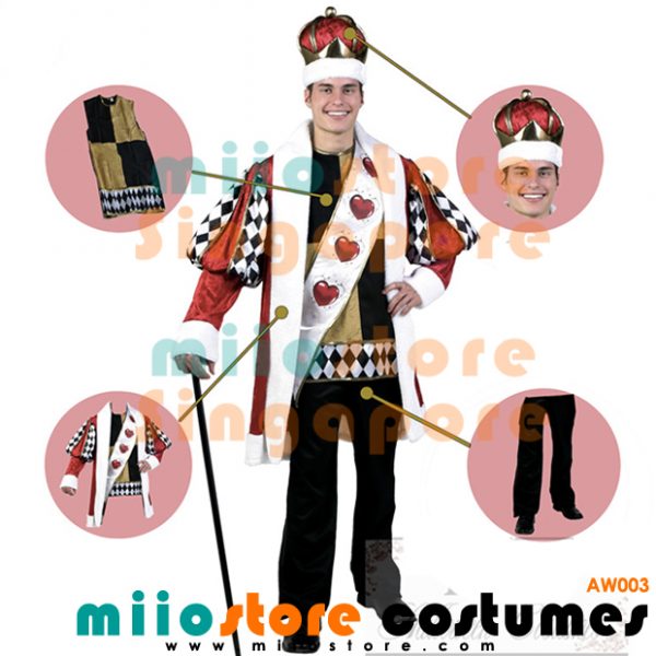 AW003 - King of Hearts - Alice in Wonderland Costumes Singapore - miiostore Costumes Singapore