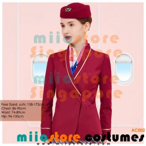 miiostore's Red Stewardess Emirates Inspired Costumes - miiostore Costumes Singapore - AC002